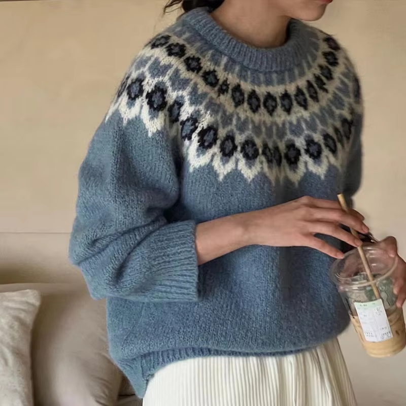 Damen Norweger Pullover Oversize