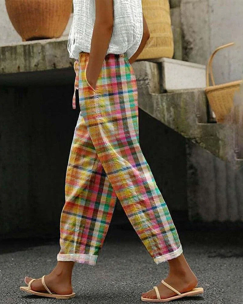 damen-bequeme-hosen-kariert