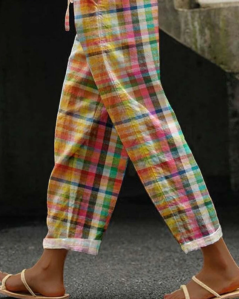 damen-bequeme-hosen-kariert