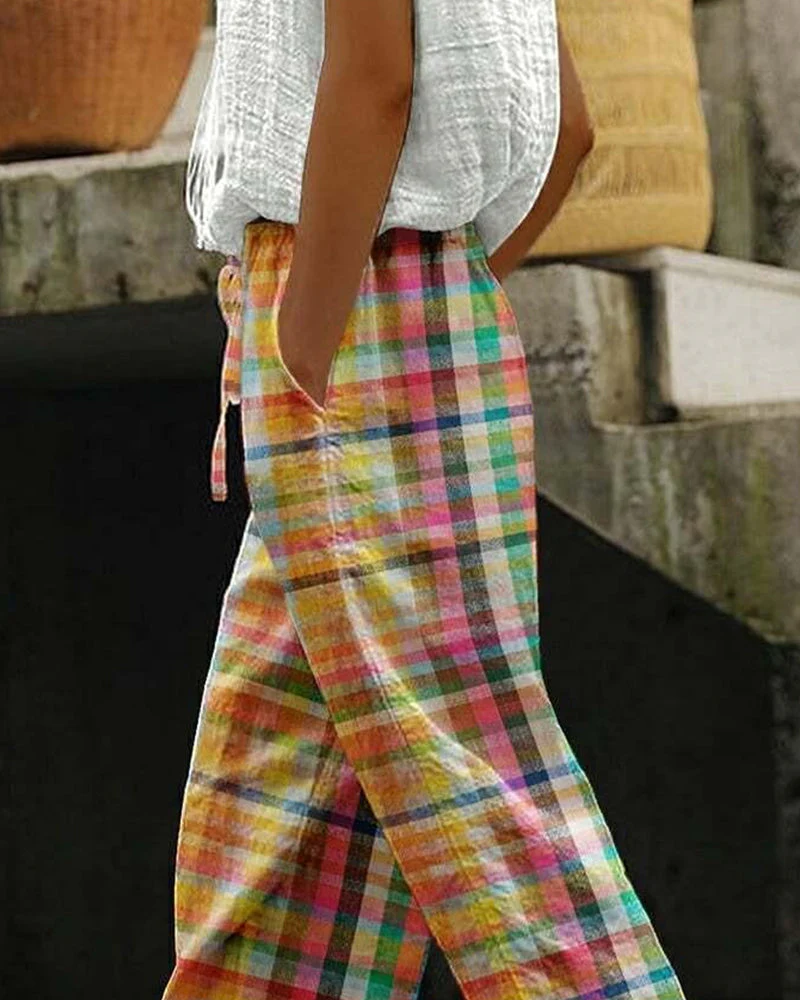 damen-bequeme-hosen-kariert