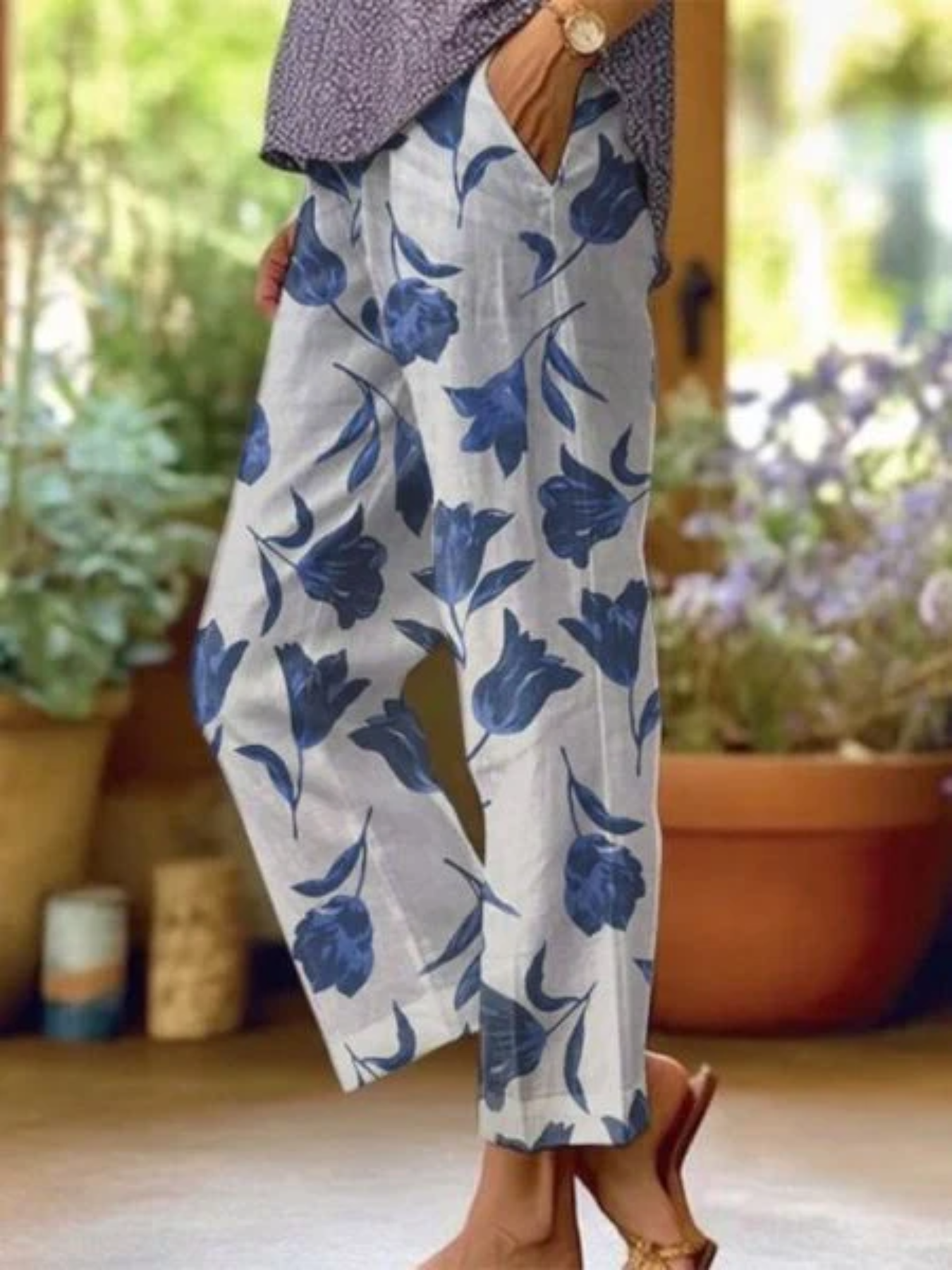 Blumen Weite Hosen für Frauen