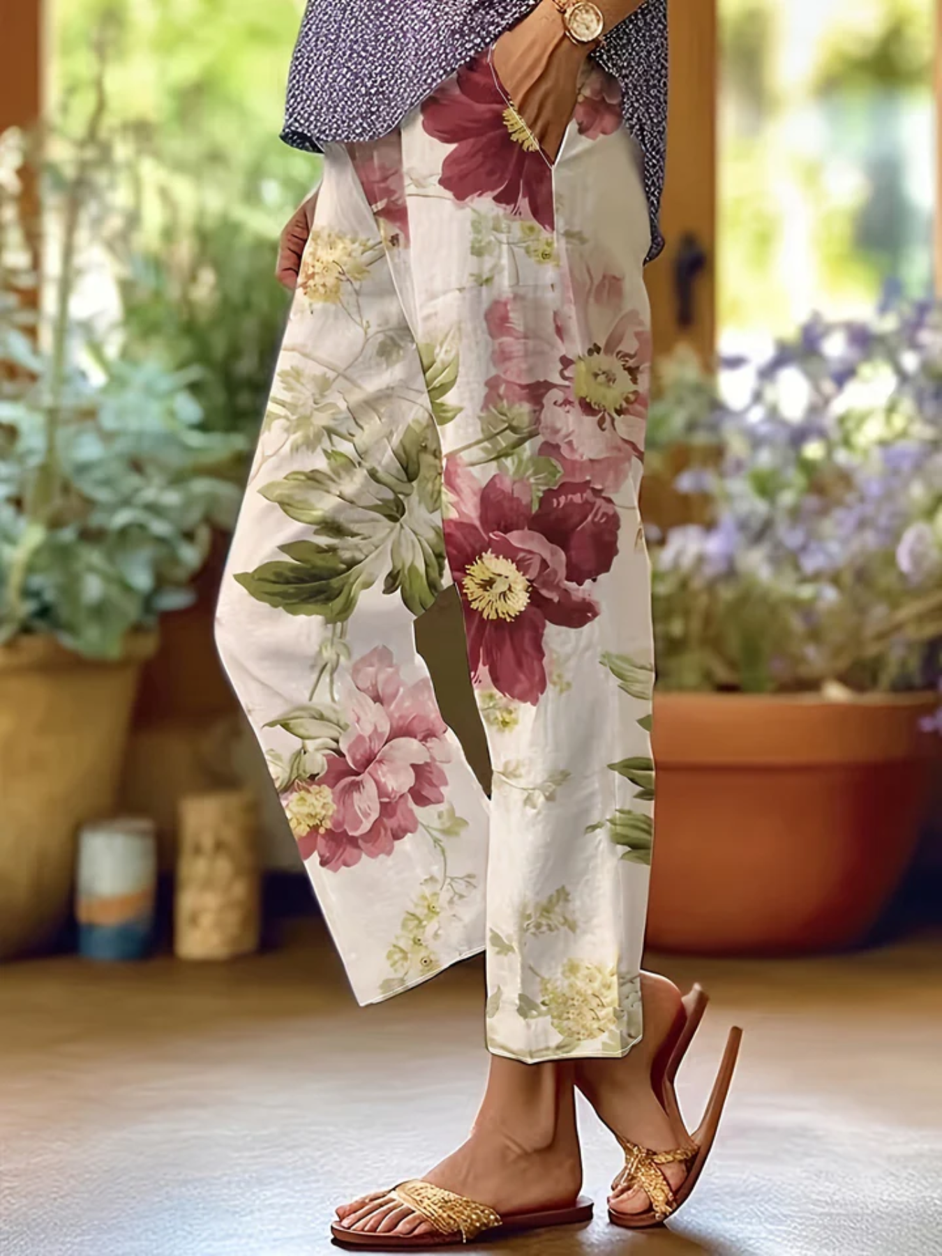 Blumen Weite Hosen für Frauen