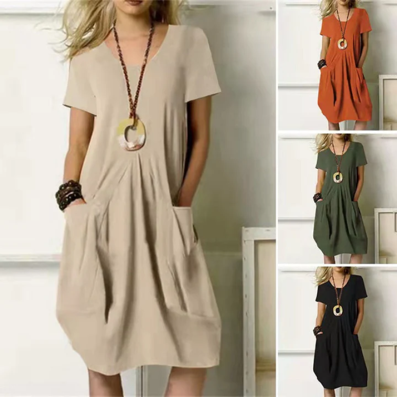Elegantes A-Linie Kurzärmliges Kleid