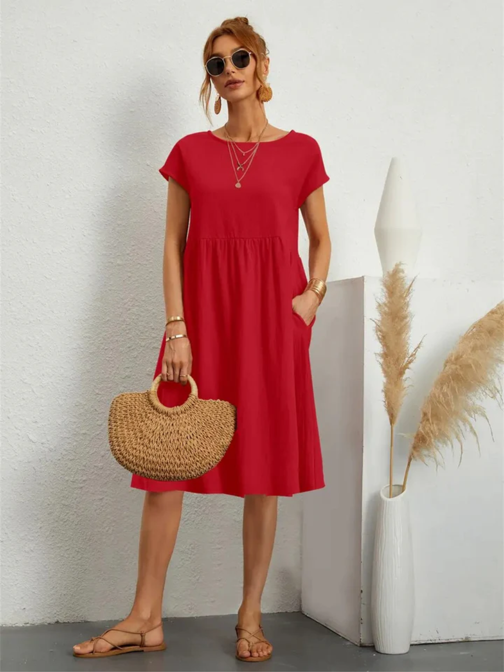 Elegantes Kurzärmliges Party Kleid 