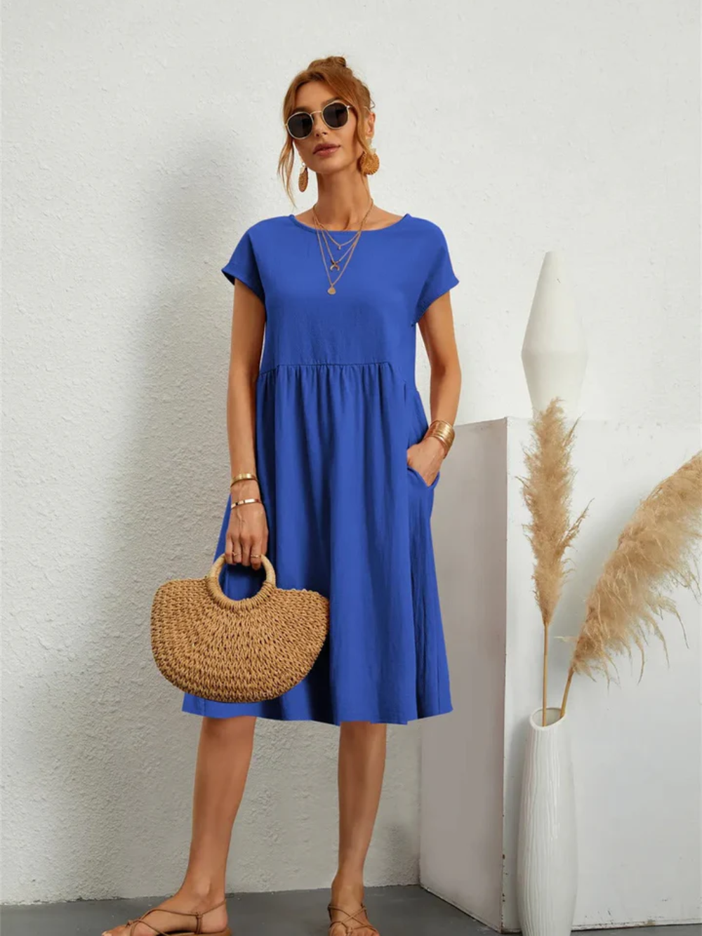 Elegantes Kurzärmliges Party Kleid 