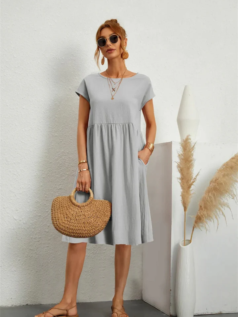Elegantes Kurzärmliges Party Kleid 