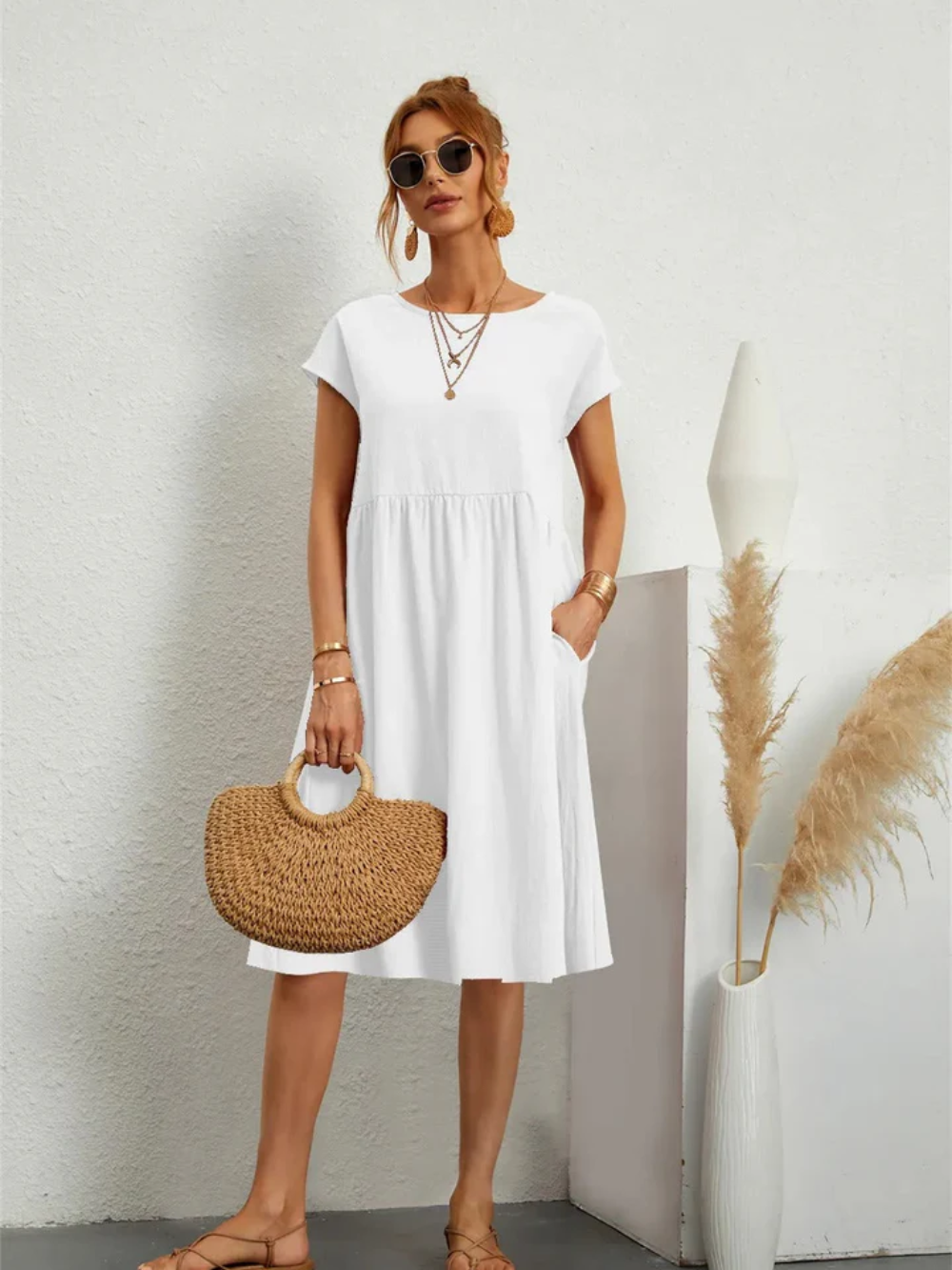Elegantes Kurzärmliges Party Kleid 