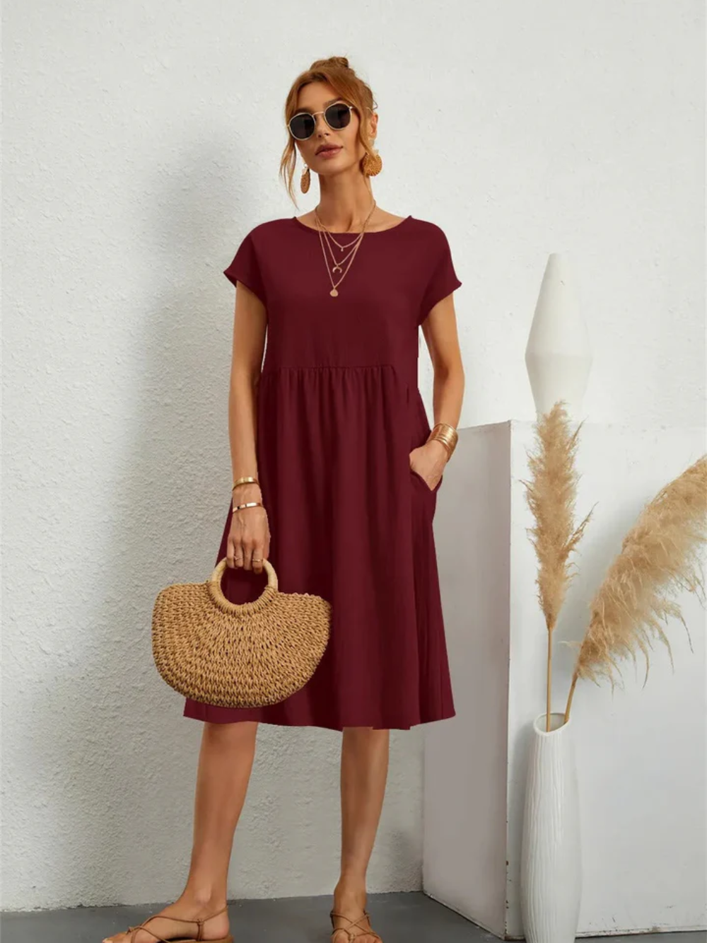 Elegantes Kurzärmliges Party Kleid 