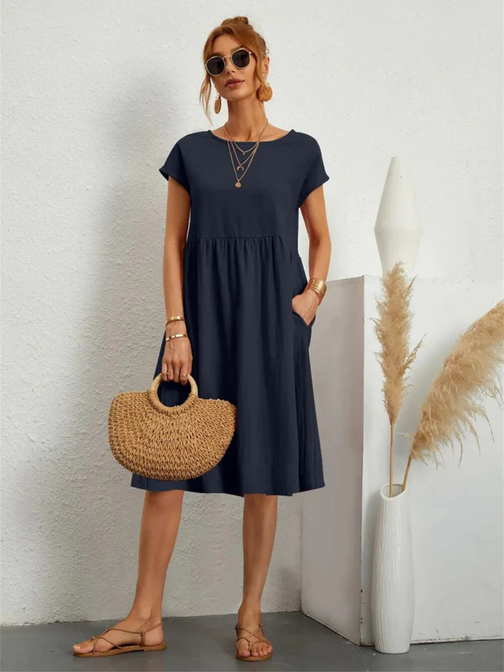 Elegantes Kurzärmliges Party Kleid 