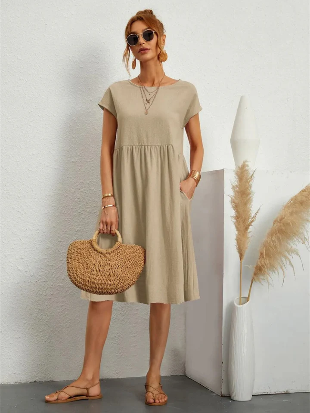 Elegantes Kurzärmliges Party Kleid 