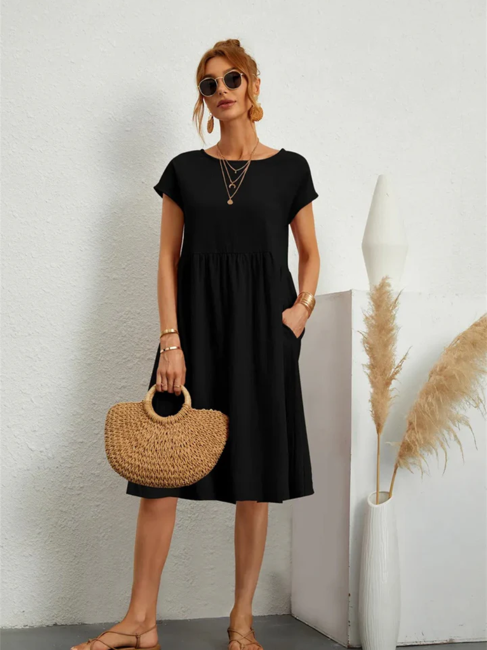 Elegantes Kurzärmliges Party Kleid 