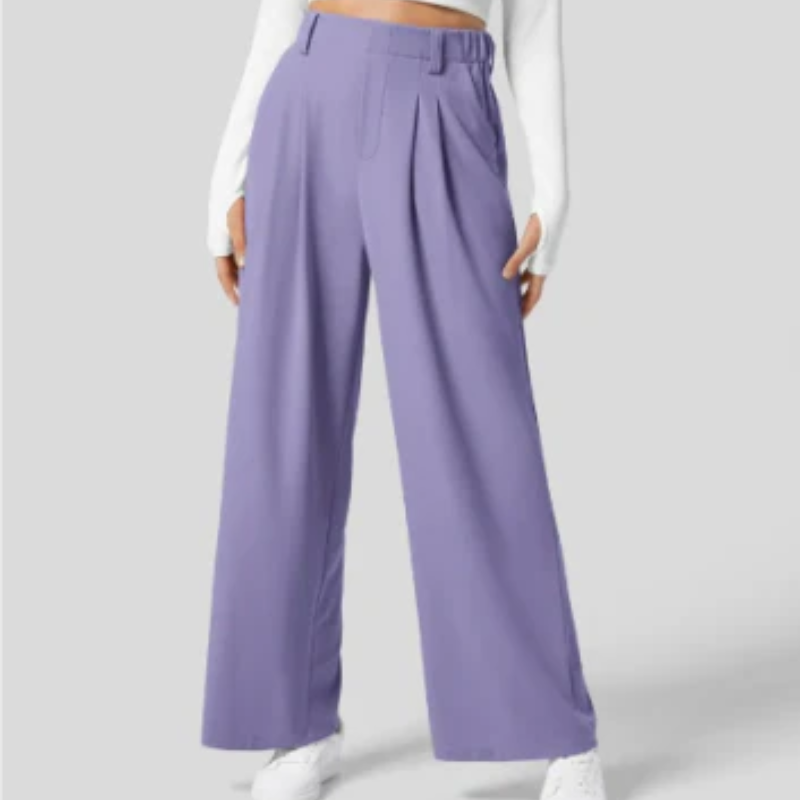 Elegante Hose mit hoher Taille und weitem Bein für Frauen