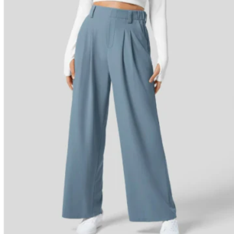 Elegante Hose mit hoher Taille und weitem Bein für Frauen