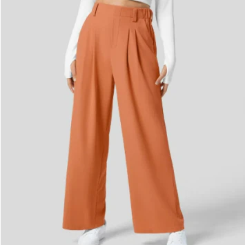 Elegante Hose mit hoher Taille und weitem Bein für Frauen