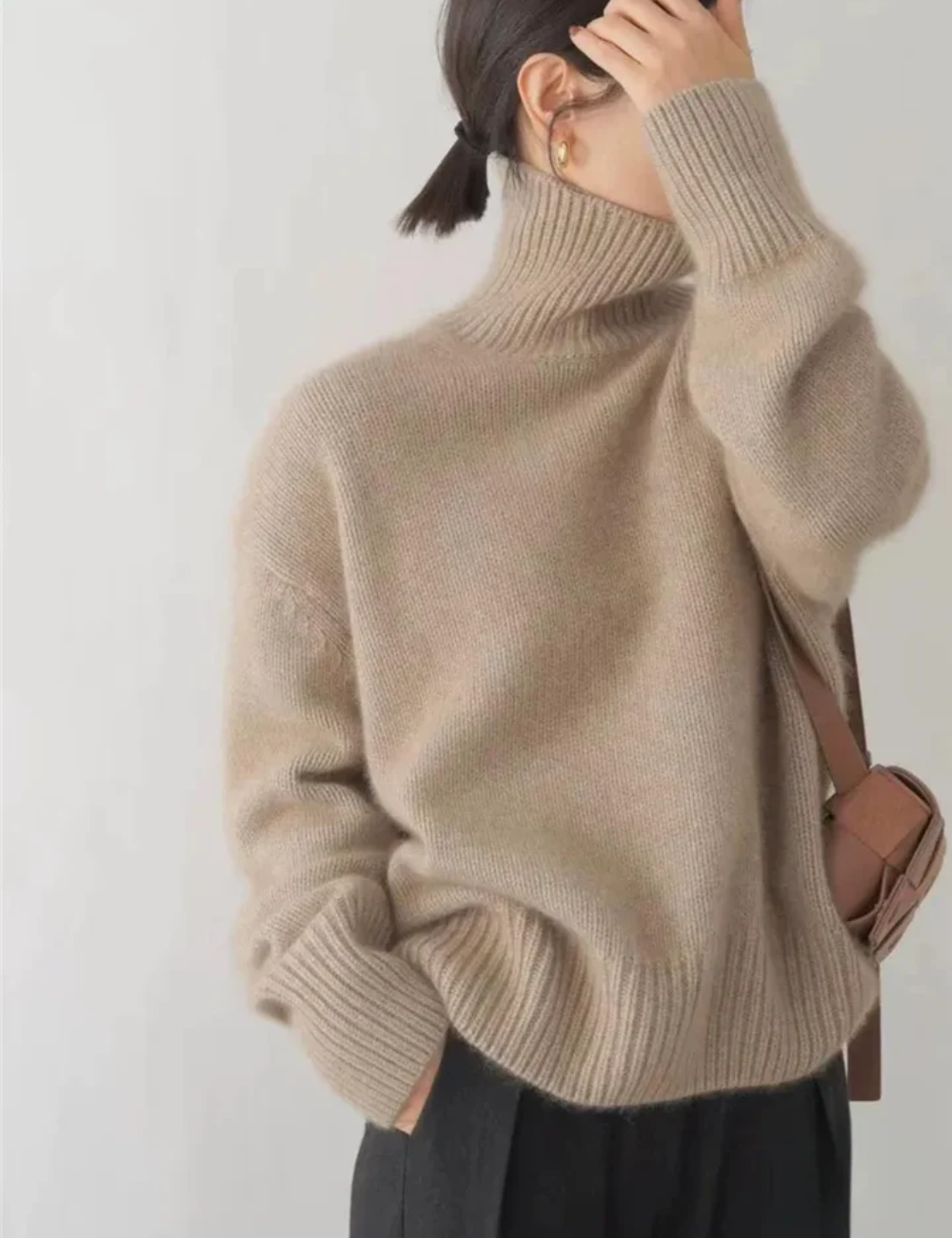Eleganter Rollkragenpullover in Übergröße für Frauen