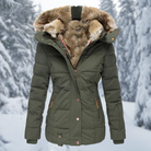 Damen Grün Parka Warme Winterjacke