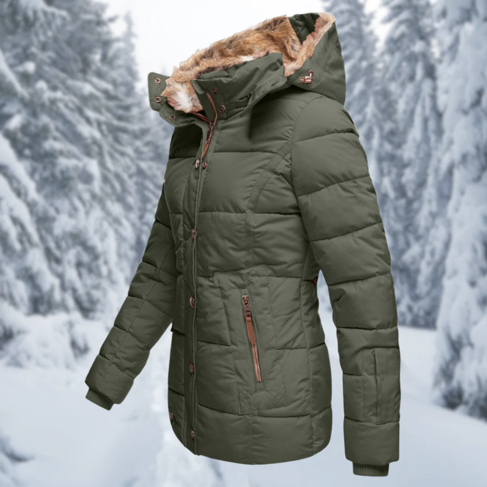Damen Grün Parka Warme Winterjacke