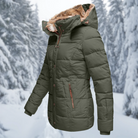 Damen Grün Parka Warme Winterjacke