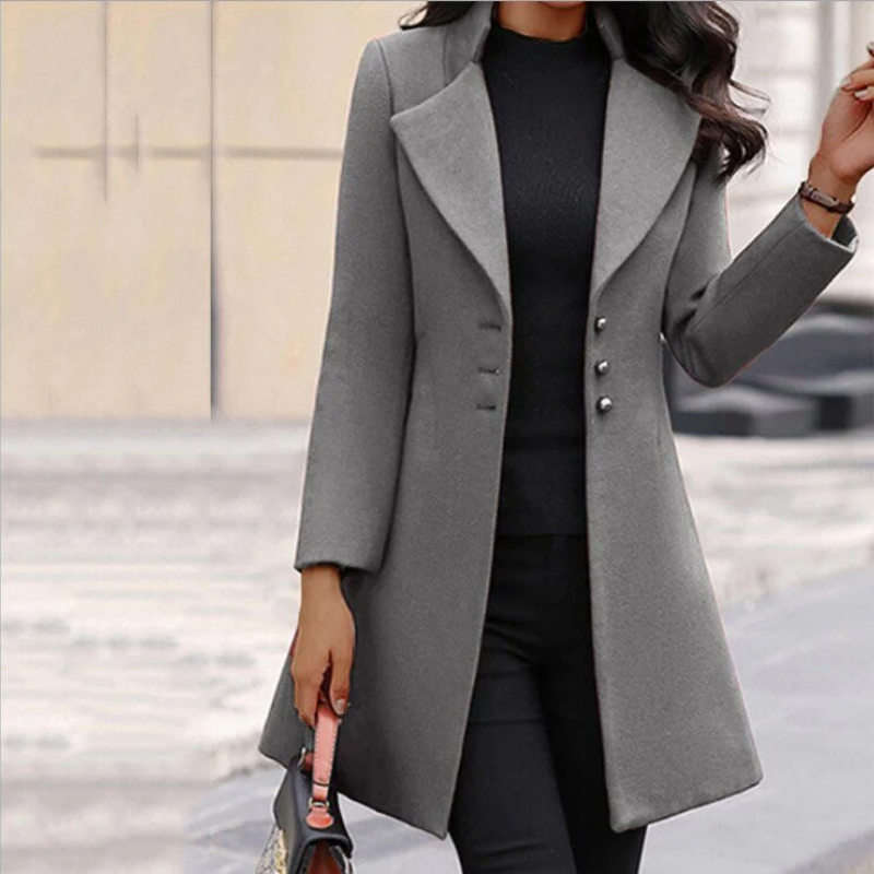 Damen Lang Trenchcoat Schwarz