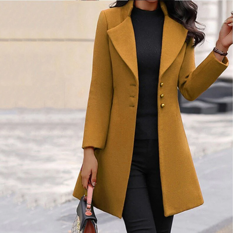 Damen Lang Trenchcoat Schwarz