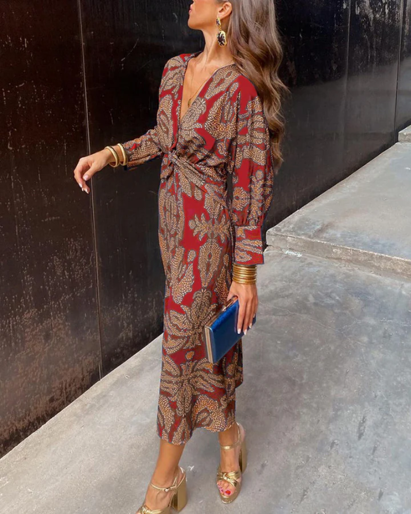 Langarm Abend Maxikleid 