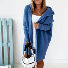 Lange Strickjacke mit Kapuze für Frauen