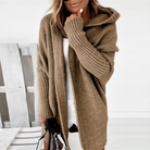 Lange Strickjacke mit Kapuze für Frauen