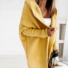 Lange Strickjacke mit Kapuze für Frauen