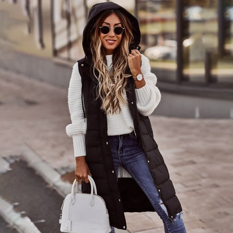 Damen Leichte Steppjacke Daunenjacke Lang