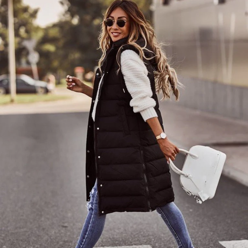 Damen Leichte Steppjacke Daunenjacke Lang