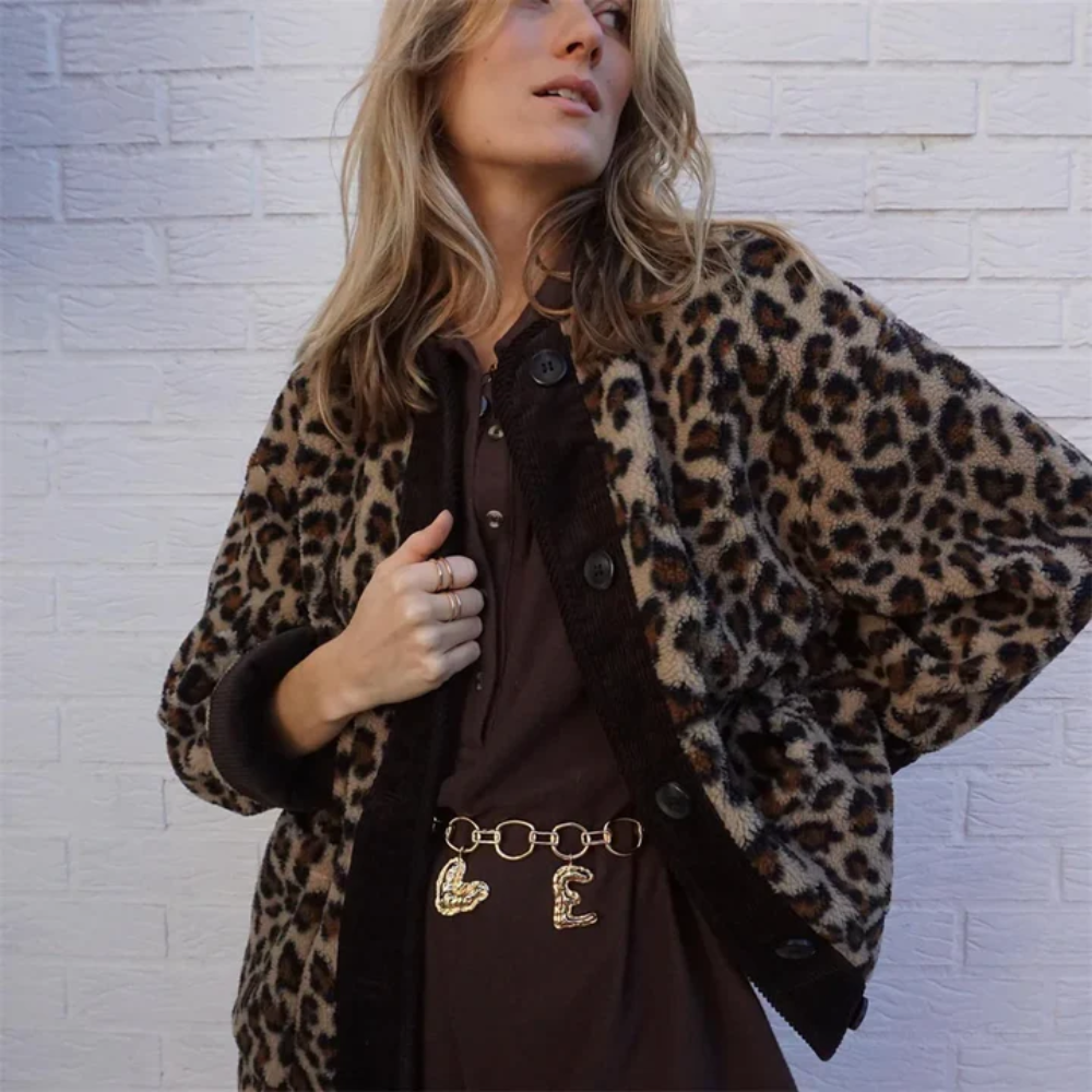 Leopardenmuster Winterjacke für Frauen