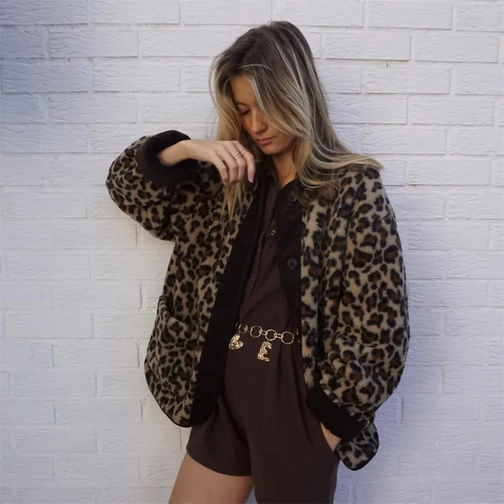 Leopardenmuster Winterjacke für Frauen
