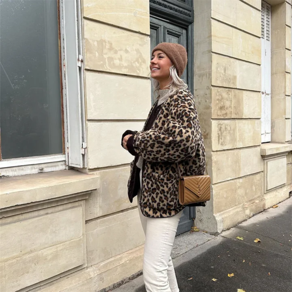 Leopardenmuster Winterjacke für Frauen