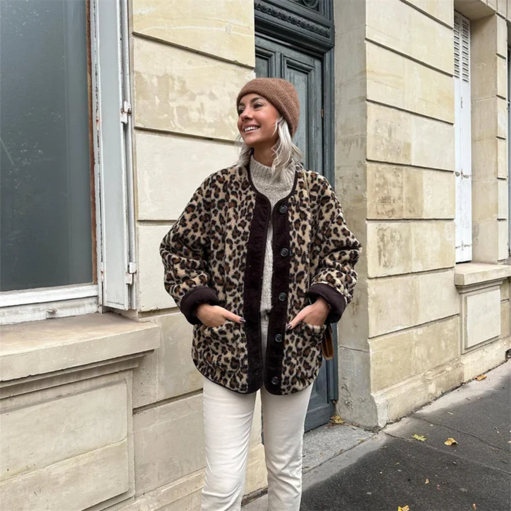 Leopardenmuster Winterjacke für Frauen