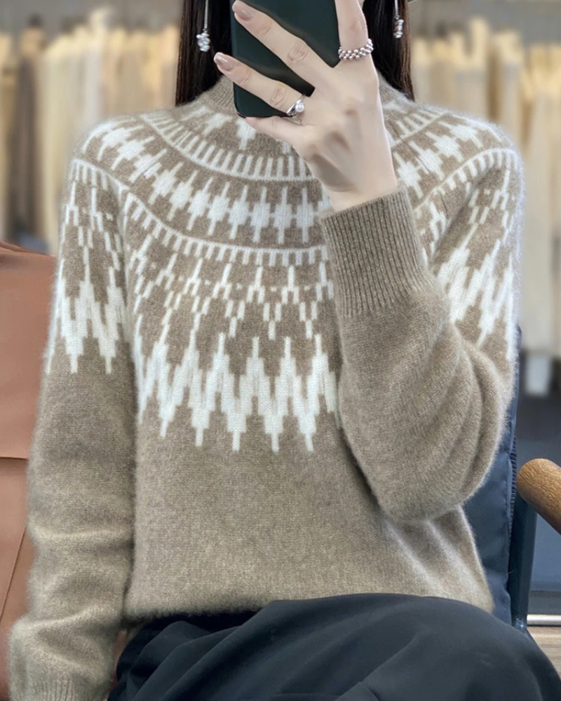Damen Norweger Pullover Warme 