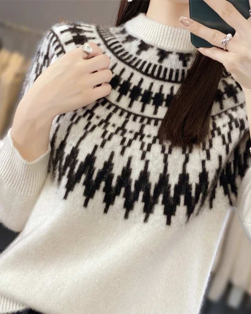 Damen Norweger Pullover Warme 