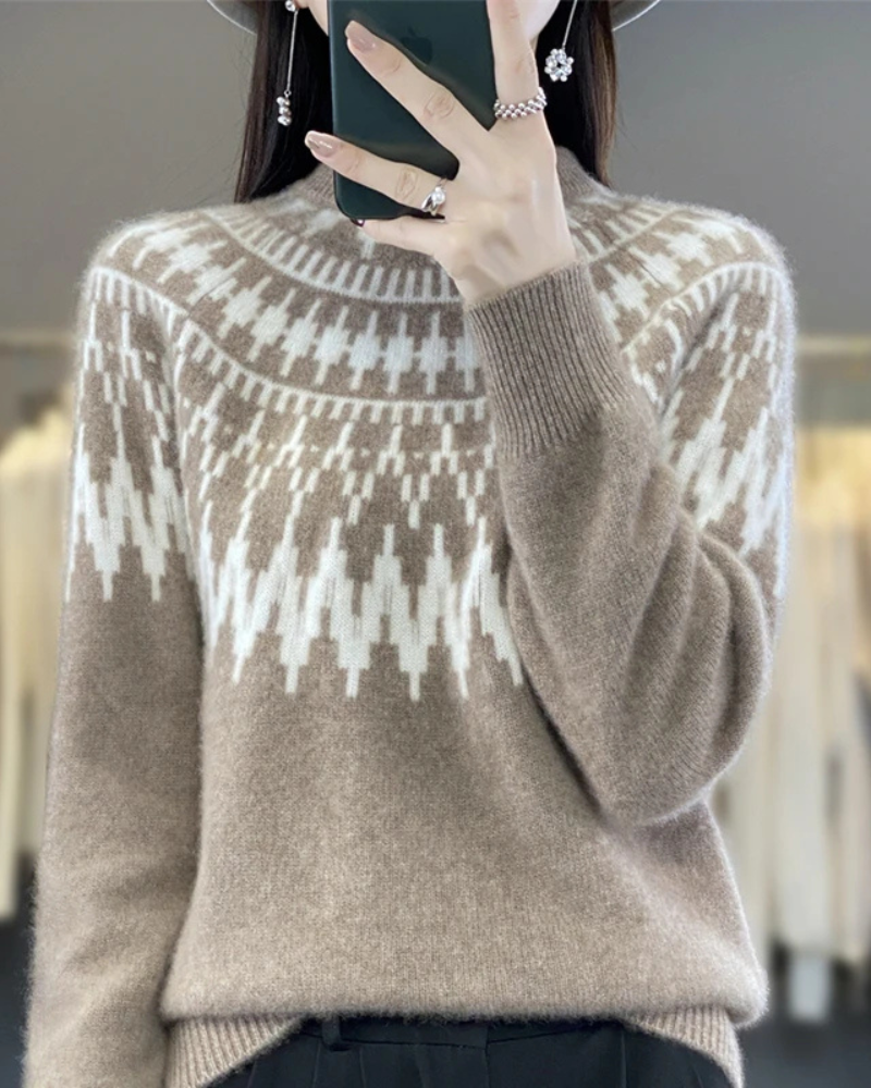 Damen Norweger Pullover Warme 