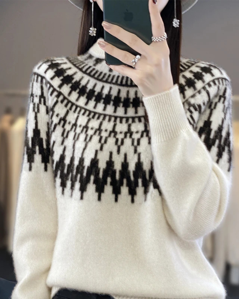 Damen Norweger Pullover Warme 