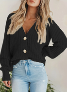 Schwarz Leichte Strickjacke für Frauen