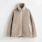 Damen Teddy Jacke Beige