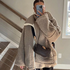 Damen Teddy Jacke Beige