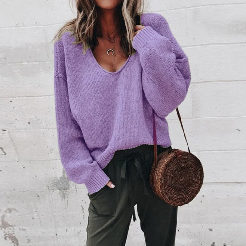 Strickpullover mit V-Ausschnitt für Frauen