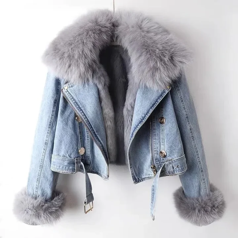 Kurze Winter Jeansjacke für Frauen