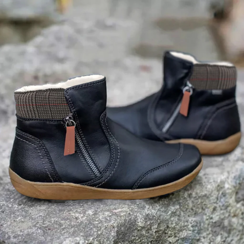 Flach Siefeletten Damen Schwarz