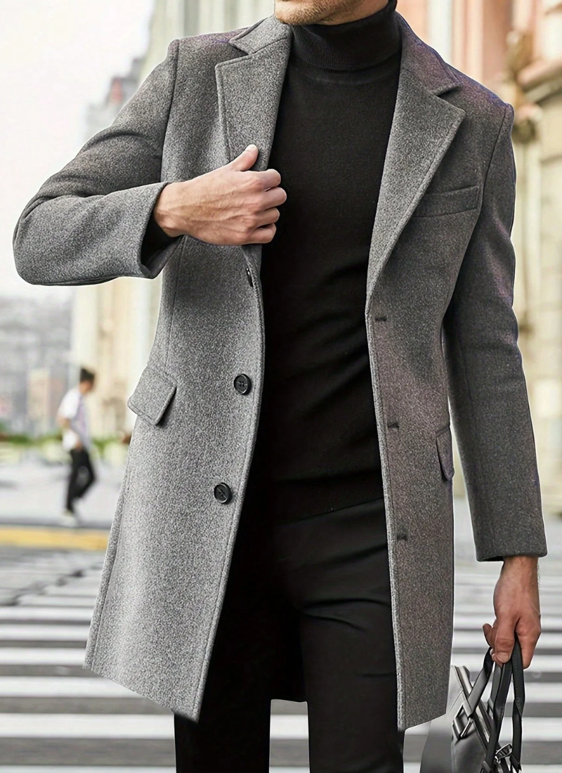 Herren Lang Trenchcoat Winterjacke