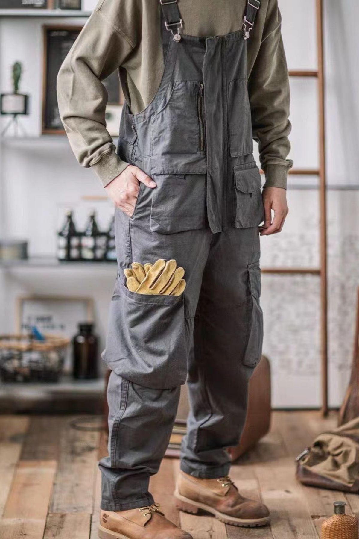 Herren Schwarz Overall Arbeitskleidung