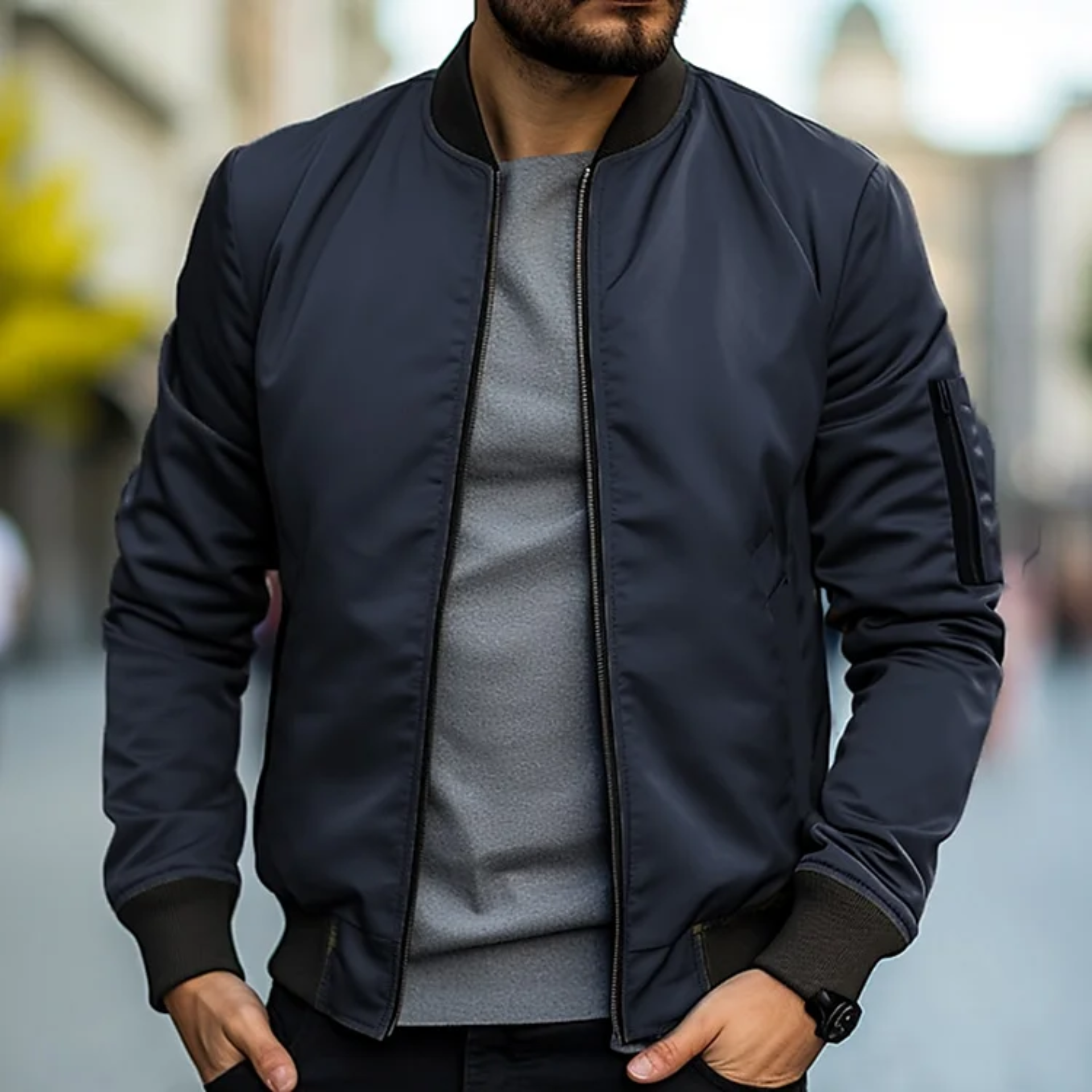 Schwarze Bomberjacke für Männer
